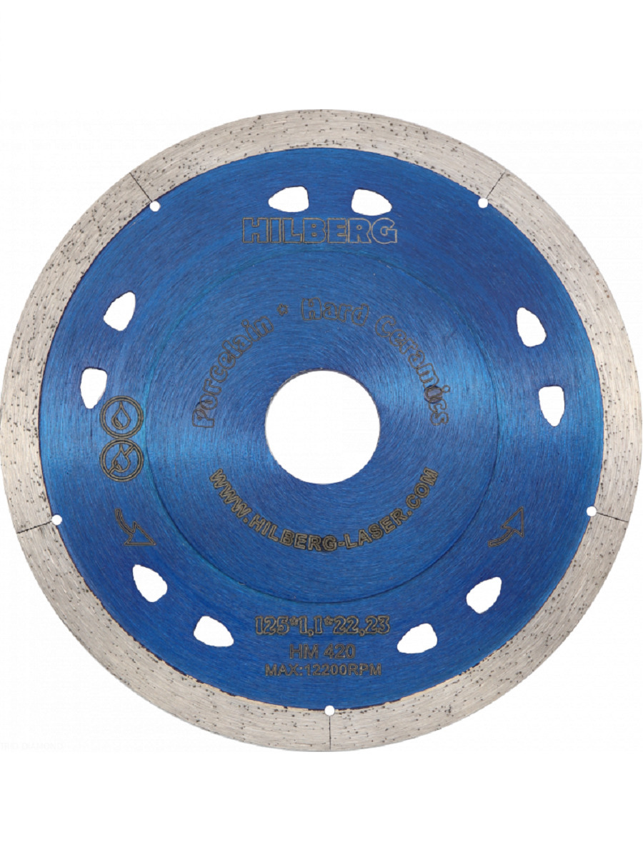 

Диск алмазный Trio Diamond отрезной 125х22,23 Hilberg Extra Thin 1,1 мм, HM420