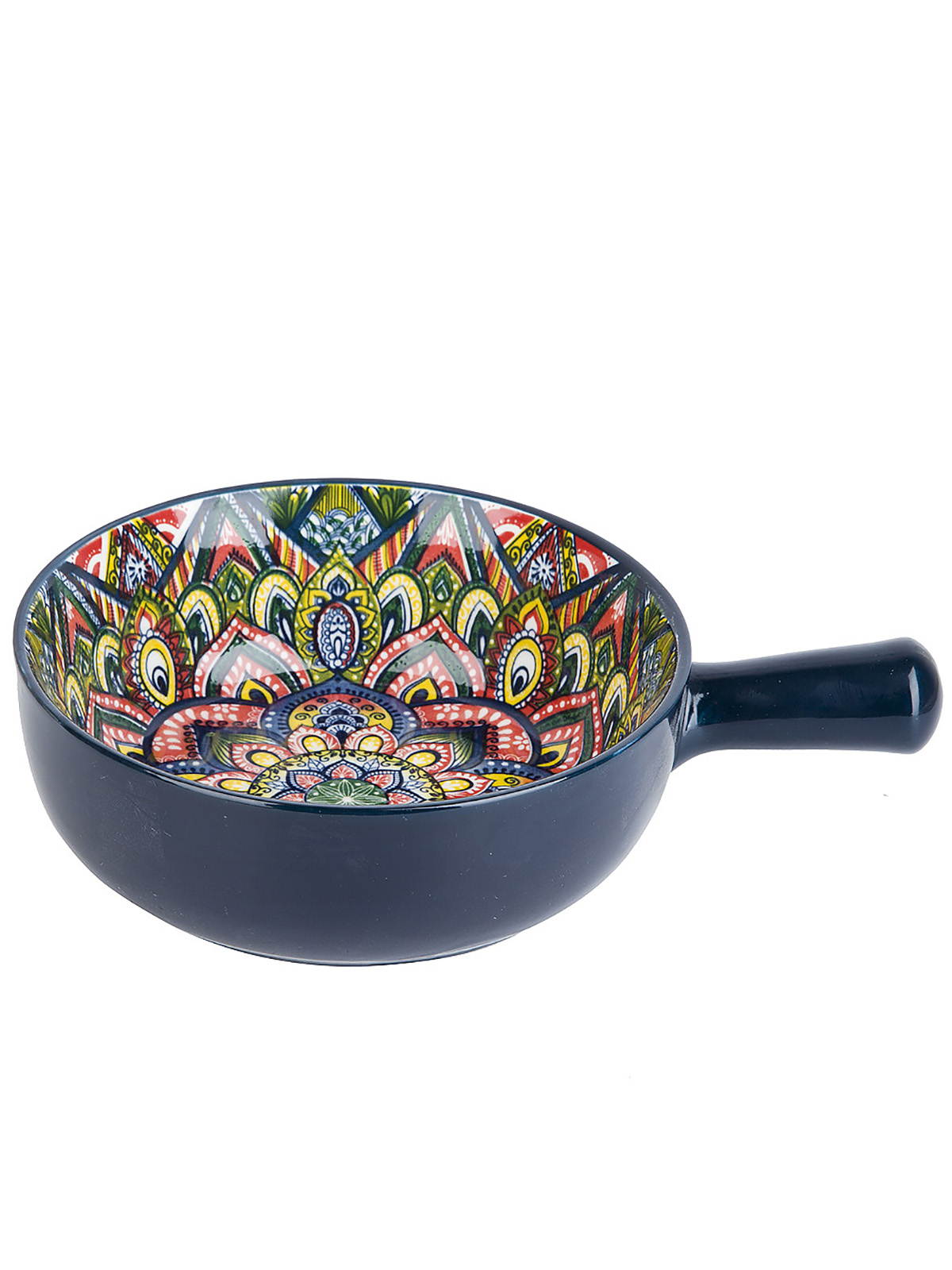 

Кокотница с ручкой Arabesque синяя фарфоровая 700 мл 860088, Синий