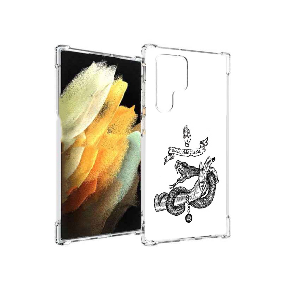 

Чехол MyPads Tocco для Samsung Galaxy S22 Ultra змея на руке рисунок (PT172602.555.366), Прозрачный, Tocco
