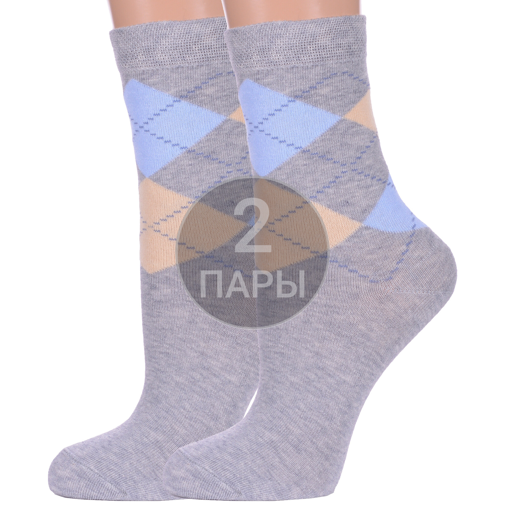 Комплект носков женских Para Socks 2-L1D17 серых 25, 2 пары