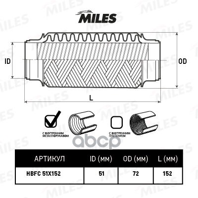 

Труба Гофрированная Универсальная 51X152 Усиленная Miles HBFC51X152