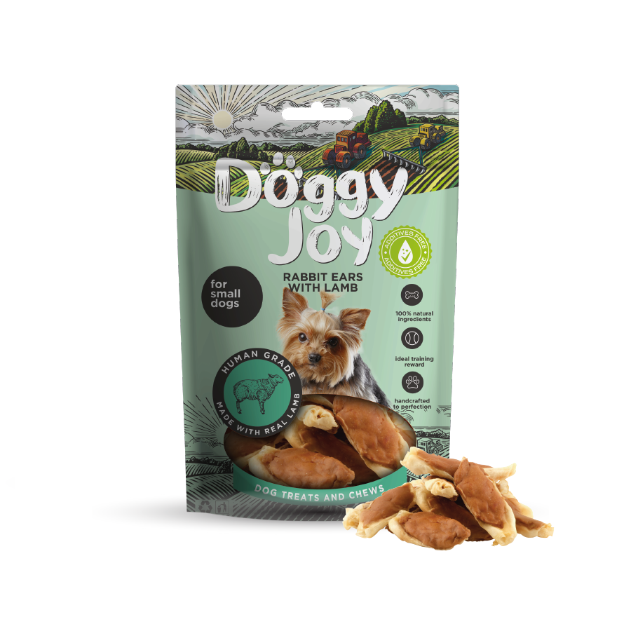 Лакомство для собак Doggy Joy Кроличьи ушки с бараниной, 55 г