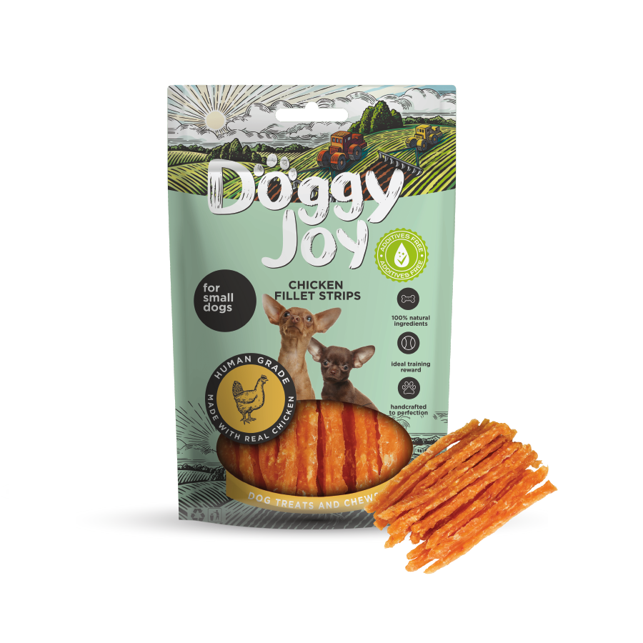 Лакомство для собак Doggy Joy Полоски из куриного филе 55 г 732₽