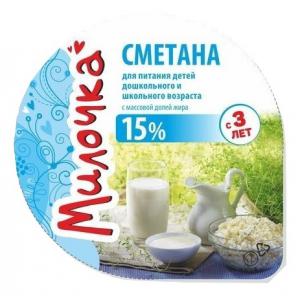

Сметана Милочка с 3 лет 15% бзмж 200 г