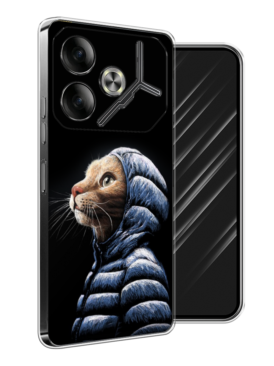 

Чехол Awog на Tecno Pova 6 "Кот в капюшоне", Черный;бежевый;синий, 305350-1
