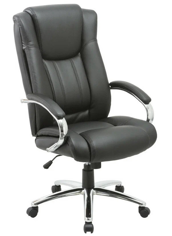 

Кресло BN_Dt_EChair-561 TR рец. кожа черная, хром, Черный