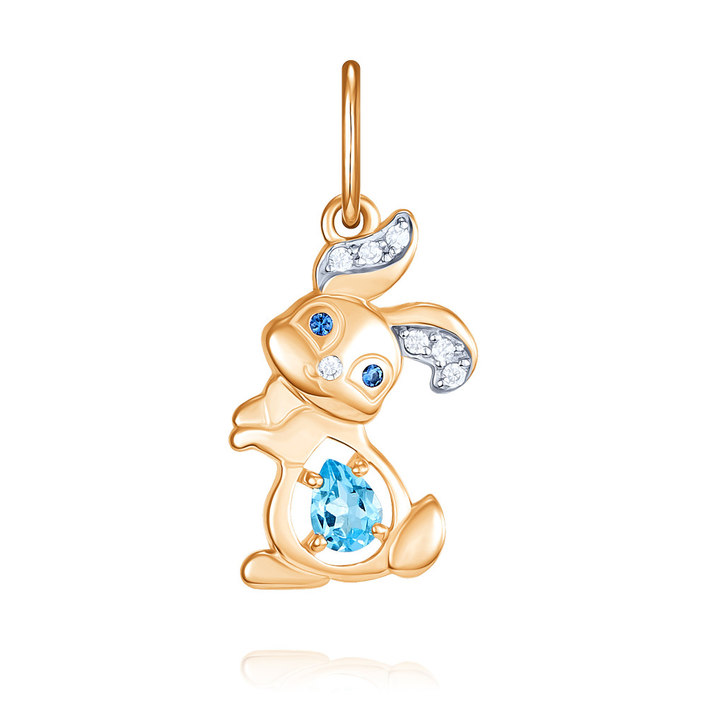 Подвеска из красного золота ADAMAS 34040797/01-А50Д-659, топаз/сапфир искусственный/фианит