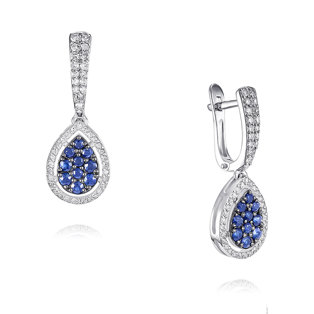 

Серьги подвески из белого золота ADAMAS 24040905/01-А51Д-432, бриллиант/сапфир, 24040905/01-А51Д-432