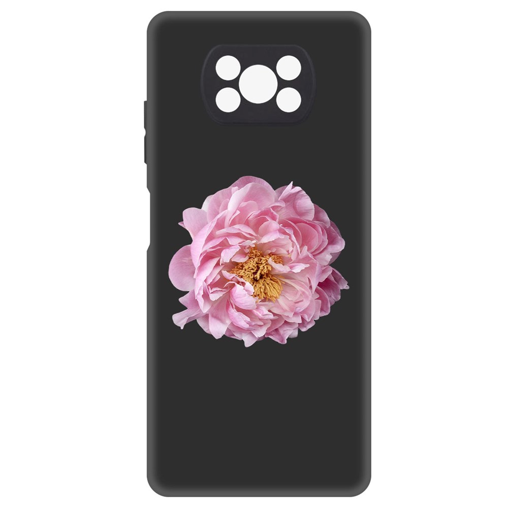 

Чехол-накладка Софт Розовый пион для Xiaomi Poco X3, Черный