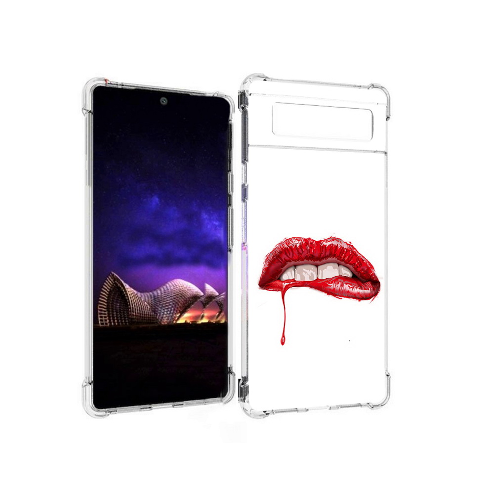 

Чехол MyPads Tocco для Google Pixel 6 яркие красные губы, Прозрачный, Tocco