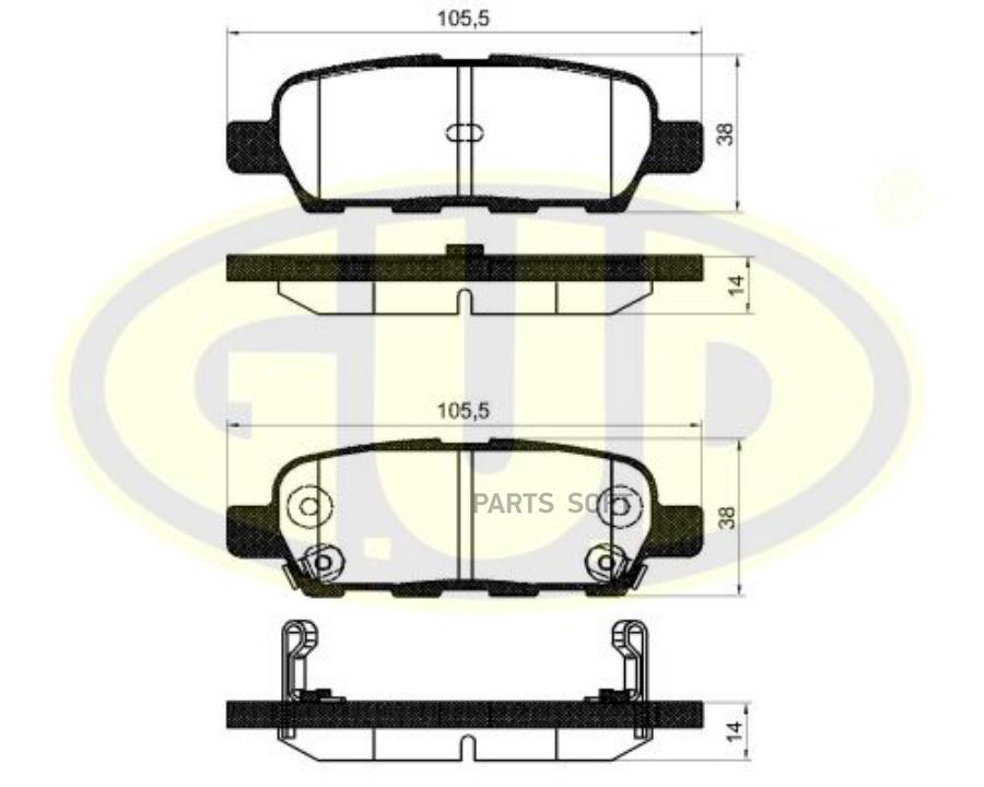 Тормозные колодки G.U.D. передние дисковые gbp880108