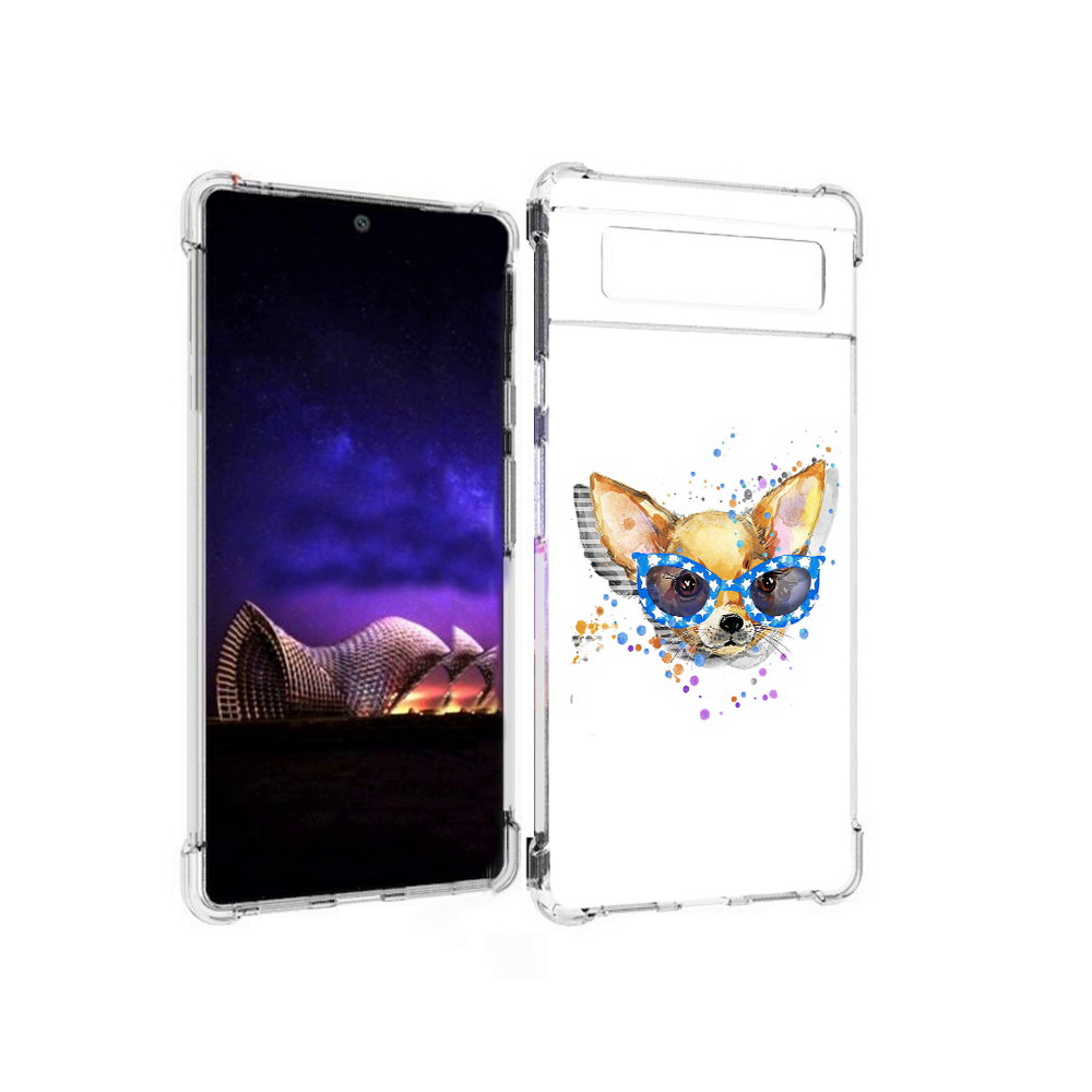 

Чехол MyPads Tocco для Google Pixel 6 чихуа-хуа в очках, Прозрачный, Tocco