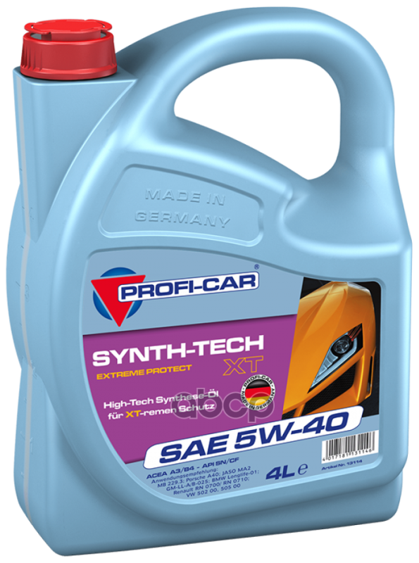 

Prof 5W40 (4L) Synth-Tech Xt масло Мотор Синт Api Sn/Cf, Acea A3/B4, Vw 505 00, Mb 229.3,