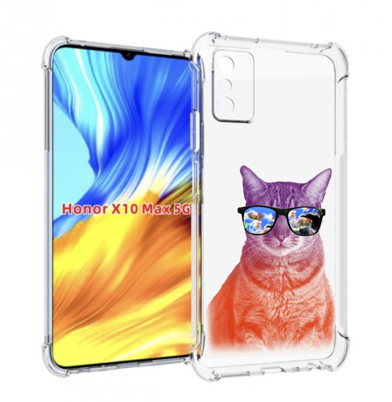 

Чехол MyPads крутой кот-2 для Honor X10 Max, Прозрачный, Tocco