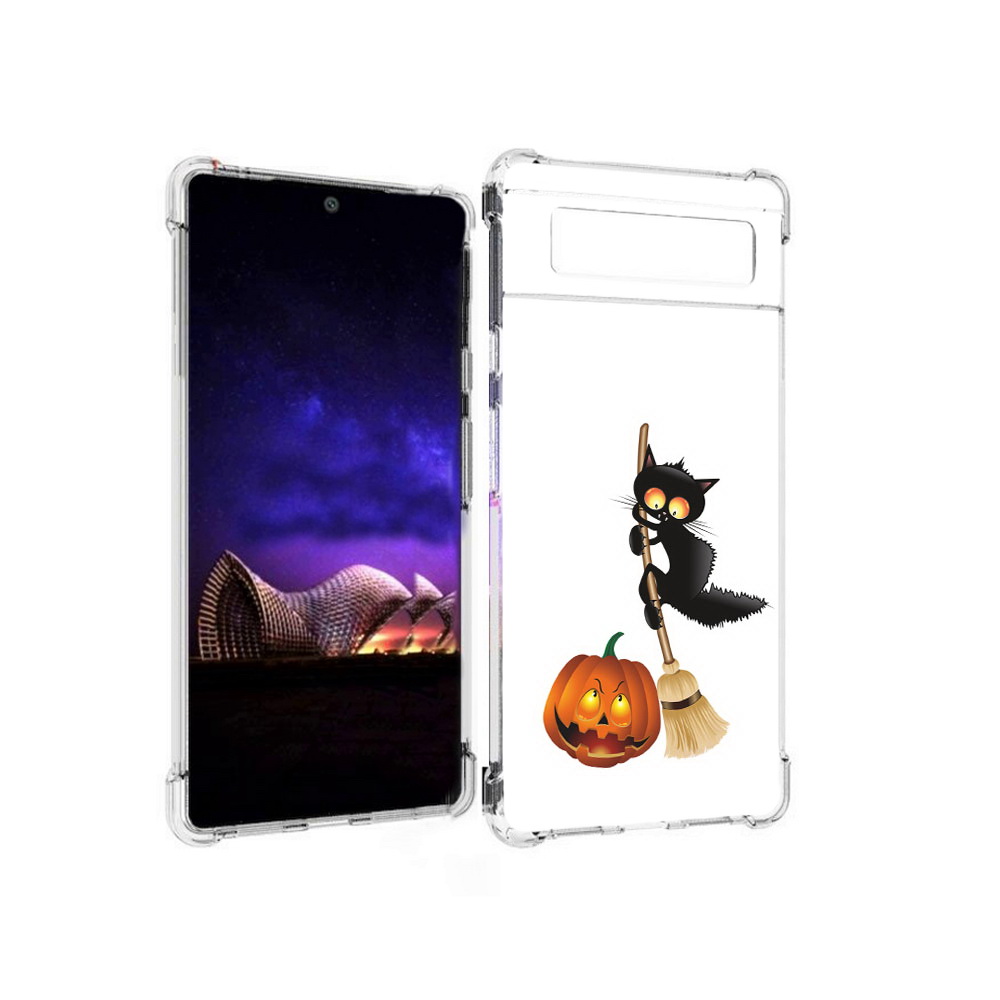 

Чехол MyPads Tocco для Google Pixel 6 хэлуинский котик, Прозрачный, Tocco