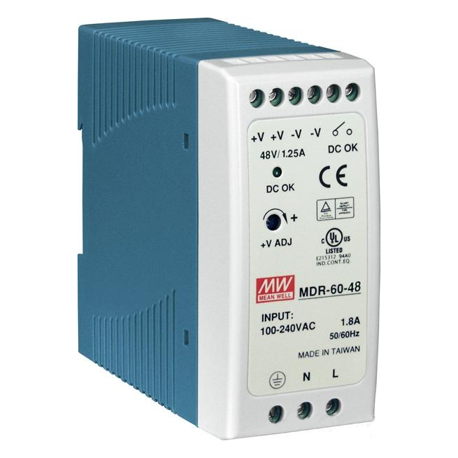 фото Преобразователь ac-dc сетевой mean well mdr-60-48 источник питания 48в с универсальным вхо