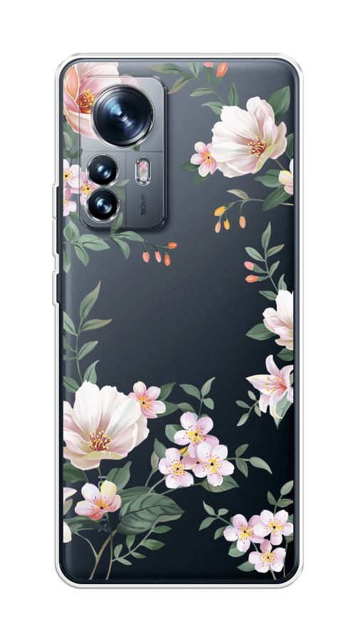 

Чехол на Xiaomi 12 "Beautiful white flowers", Бежевый;зеленый, 312950-1