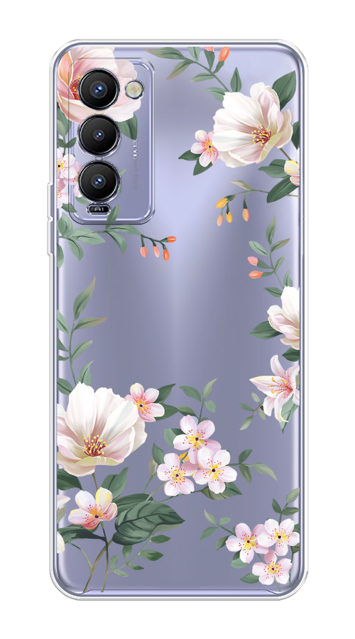 

Чехол на Tecno Camon 18/18T "Beautiful white flowers", 300950-1