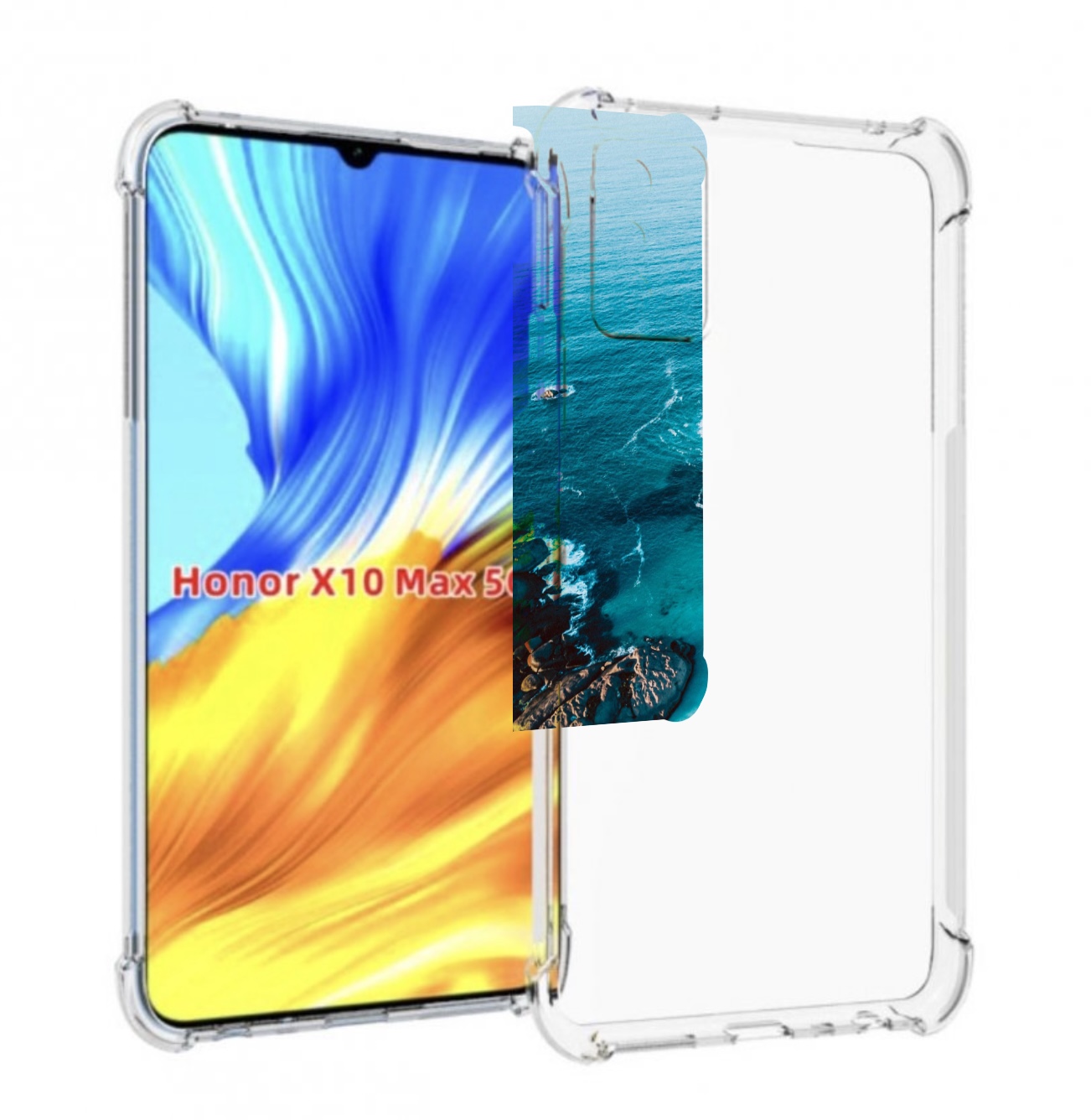 

Чехол MyPads красивый голубой залив для Honor X10 Max, Прозрачный, Tocco