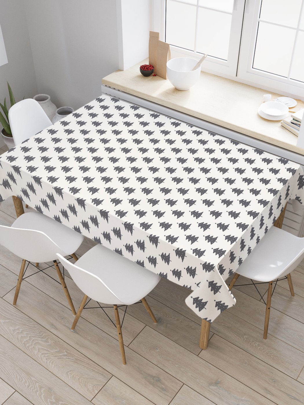 

Скатерть прямоугольная JoyArty "Рождественский лес" из оксфорда, 120x145 см, Белый, Рождественский лес