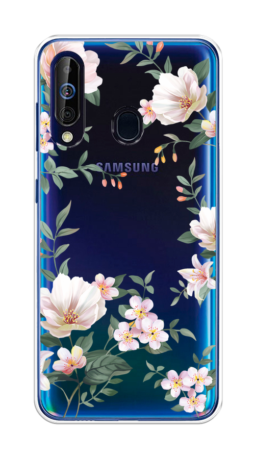 

Чехол на Samsung Galaxy A60/M40 "Beautiful white flowers", Бежевый;зеленый, 28750-1