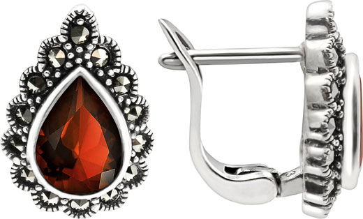 

Серьги из серебра с гранатом/марказитом Марказит HE1265-mr, HE1265-mr