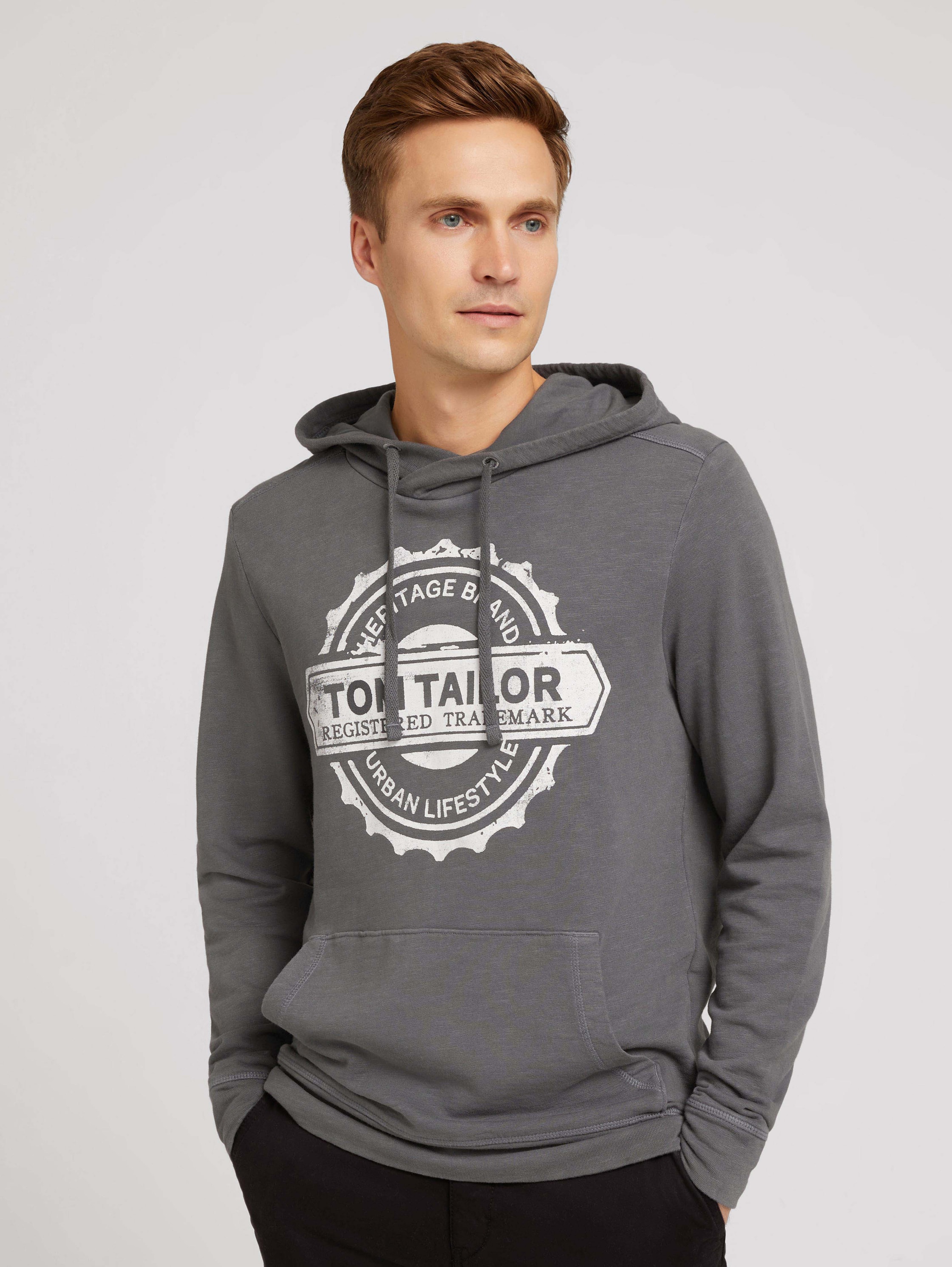 

Худи мужское TOM TAILOR 1029138 серое 2XL, 1029138