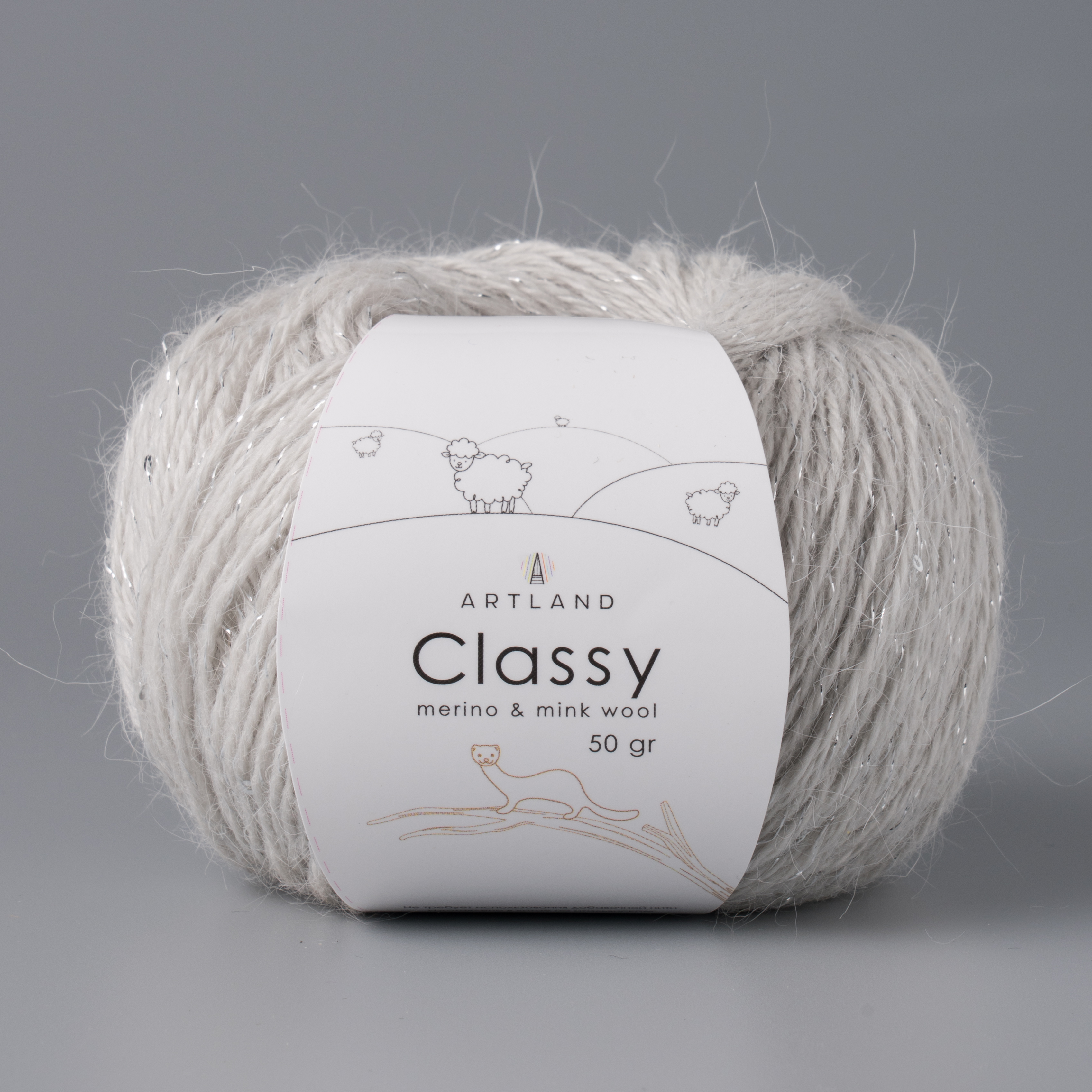

Пряжа Artland Classy 5 мотков 240 м, 50 гр, цвет 35 светло-серый, classy5 NL