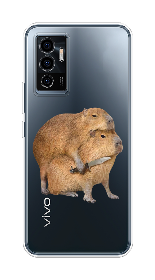 

Чехол на Vivo V23e/Y75 4G "Капибара с ножом", Бежевый, 267050-1