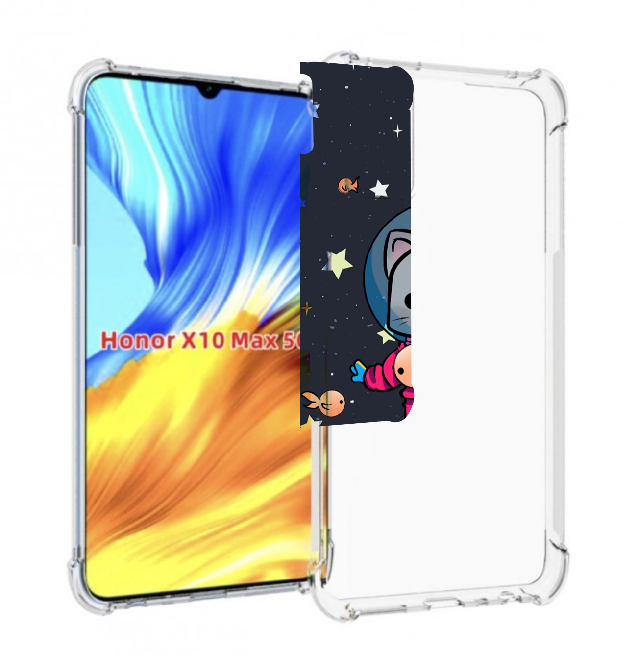 

Чехол MyPads котик-с-рыбкой-в-космосе для Honor X10 Max, Прозрачный, Tocco
