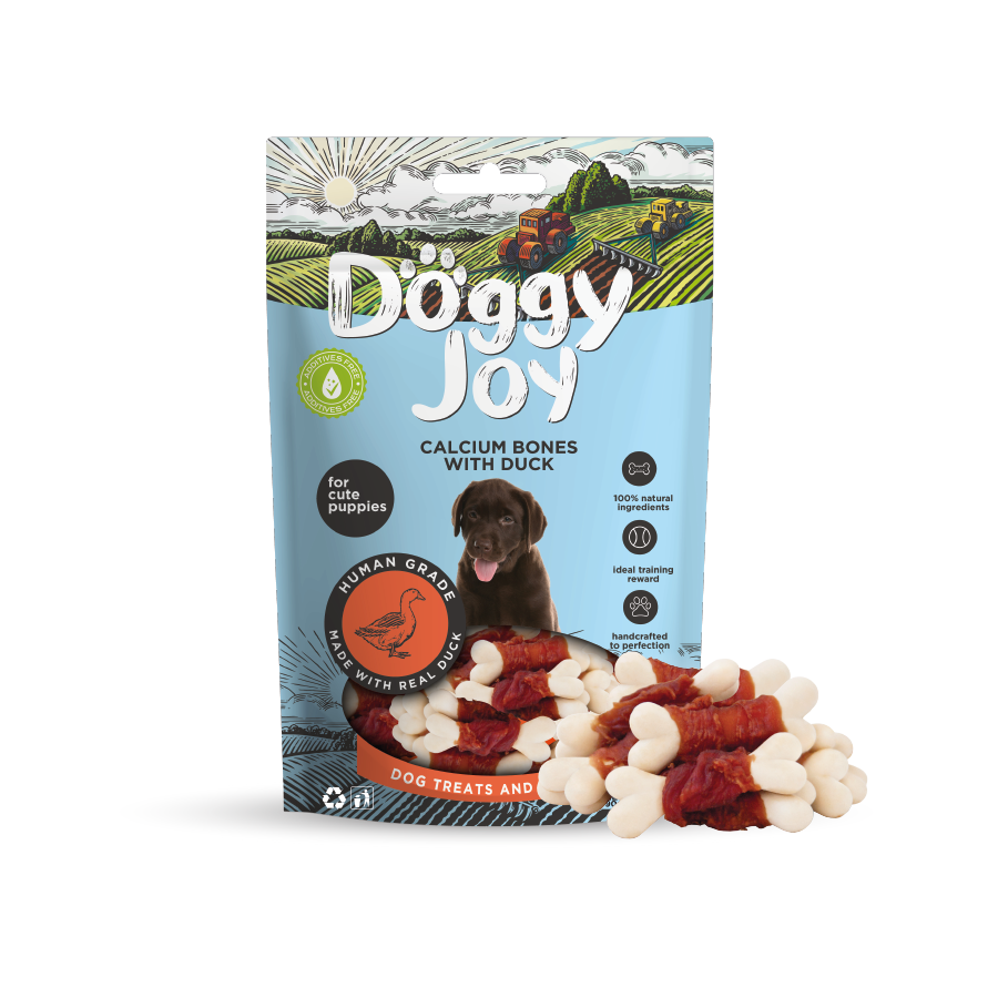 Лакомство для щенков Doggy Joy Кальциевые косточки с уткой, 90 г