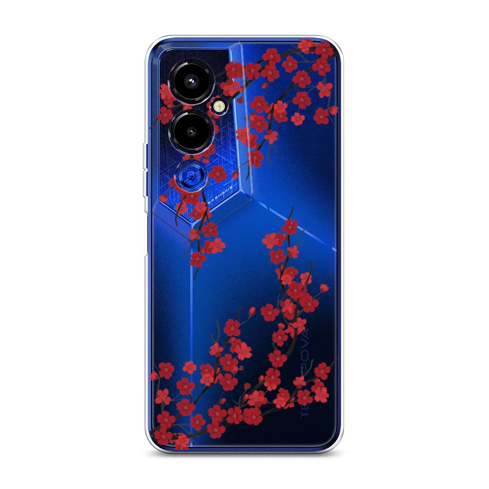 

Чехол на Tecno Pova 4 Pro "Красная сакура", Красный;черный, 302650-2