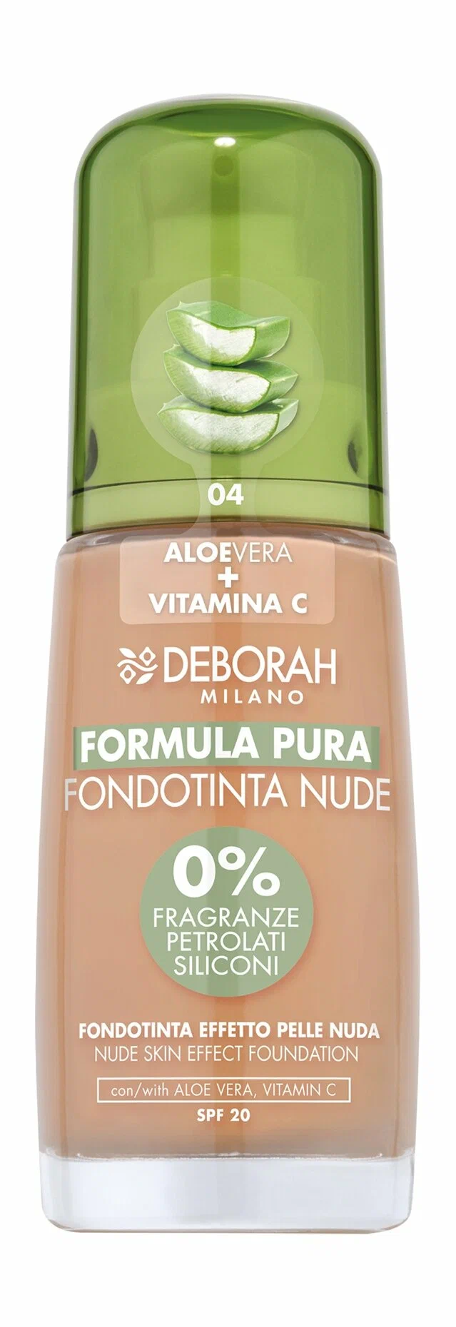 Тональная основа Deborah Milano Formula Pura Nude Foundation тон 04 Абрикосовый 30 мл