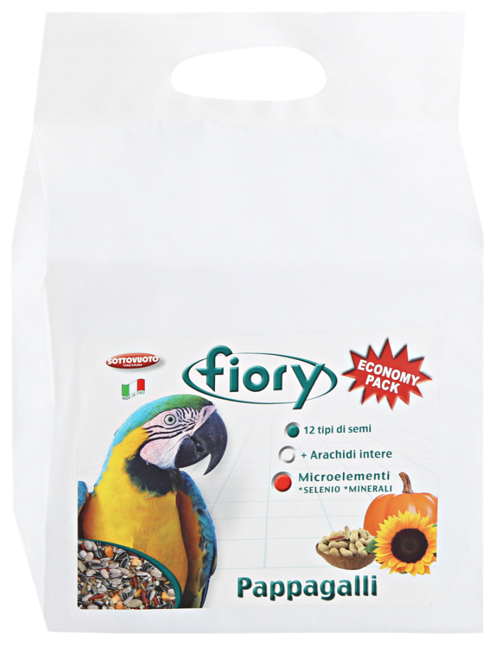 Сухой корм для крупных попугаев FIORY PAPPAGALLI, 4 шт по 2.8 кг