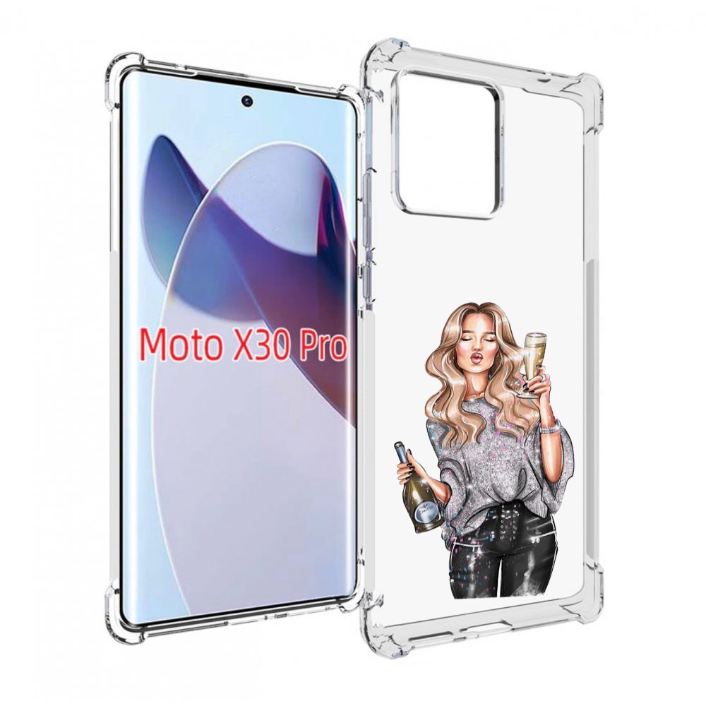 

Чехол MyPads красивая-любительница-шампанского женский для Motorola Moto X30 Pro, Прозрачный, Tocco