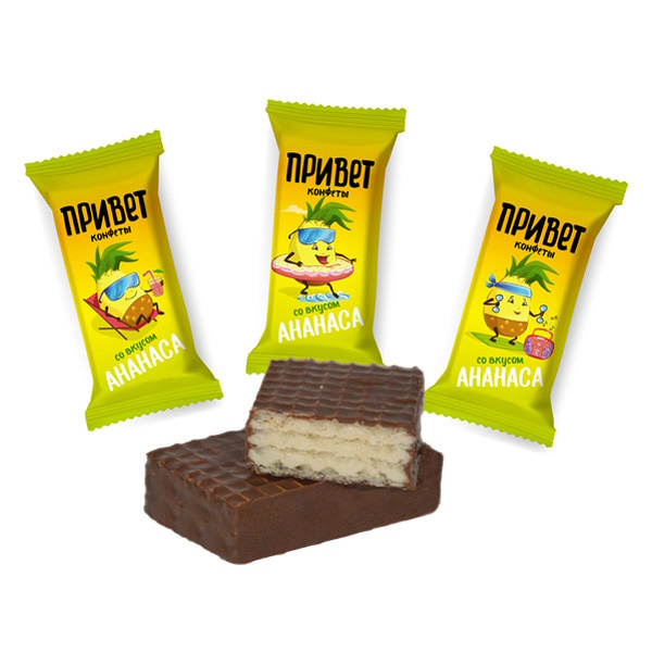 

Конфеты вафельные Такф Привет глаз со вкусом ананаса +-500 г