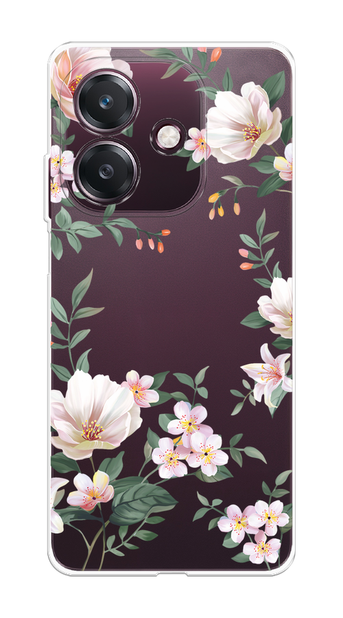 

Чехол на Oppo A3 "Beautiful white flowers", Бежевый;зеленый, 2518650-1