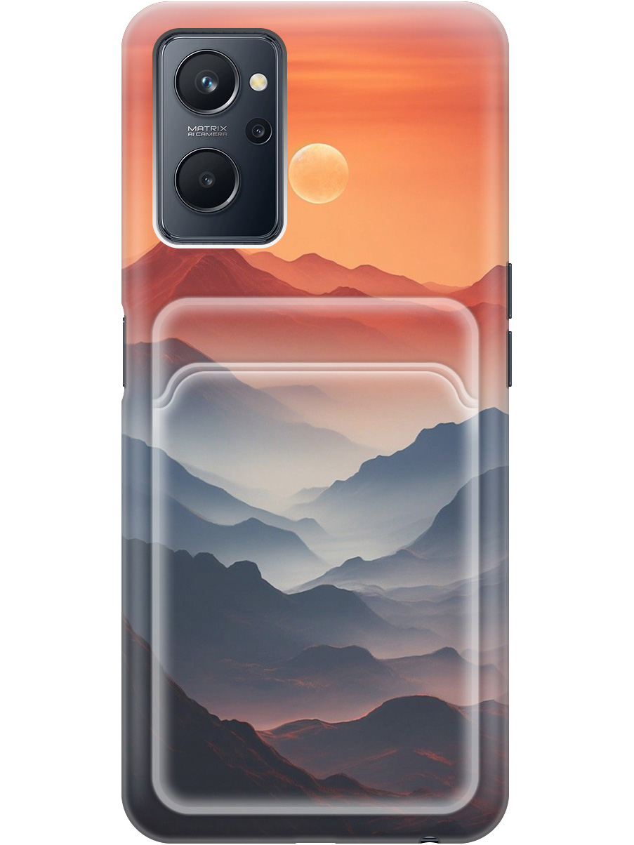 

Силиконовый чехол на Realme 9i с принтом "Луна над горами" с карманом для карты прозрачный, 740189410