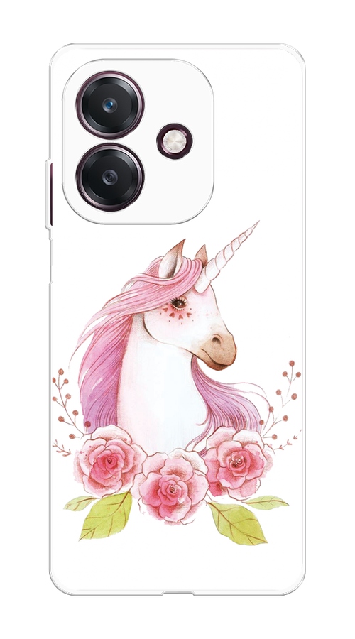 

Чехол на Oppo A3 "Единорог цветы", Белый;розовый;серый, 2518650-1