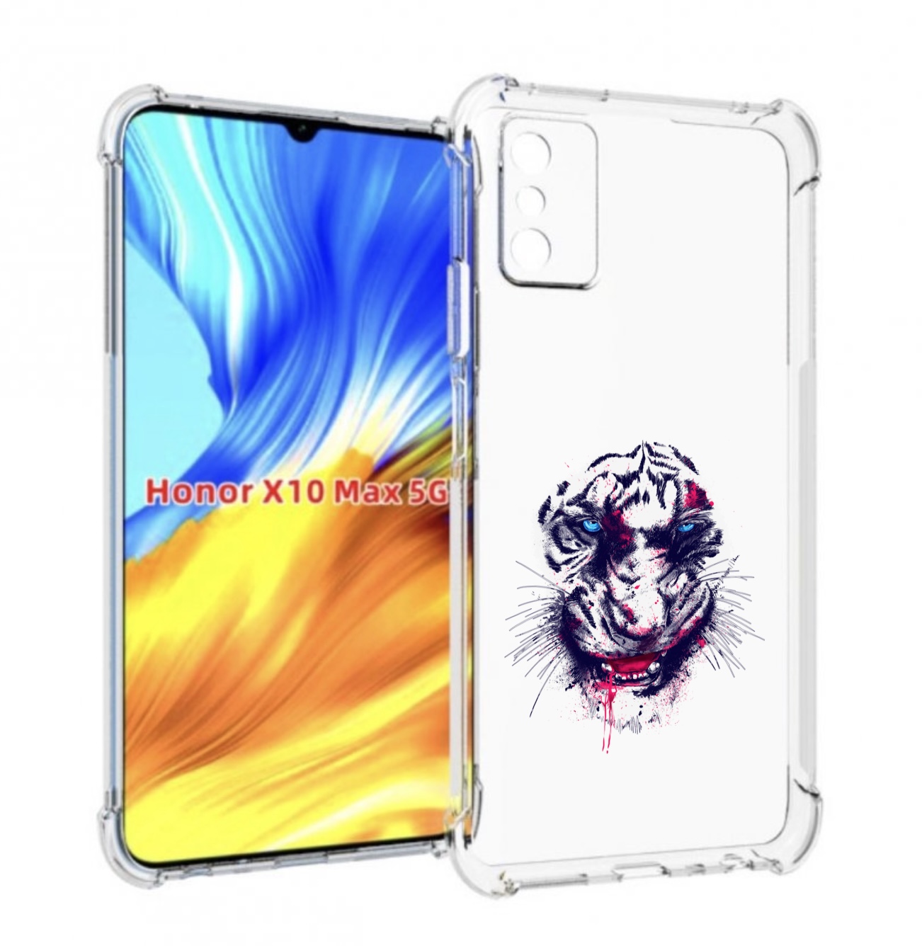 

Чехол MyPads безумный тигр для Honor X10 Max, Прозрачный, Tocco