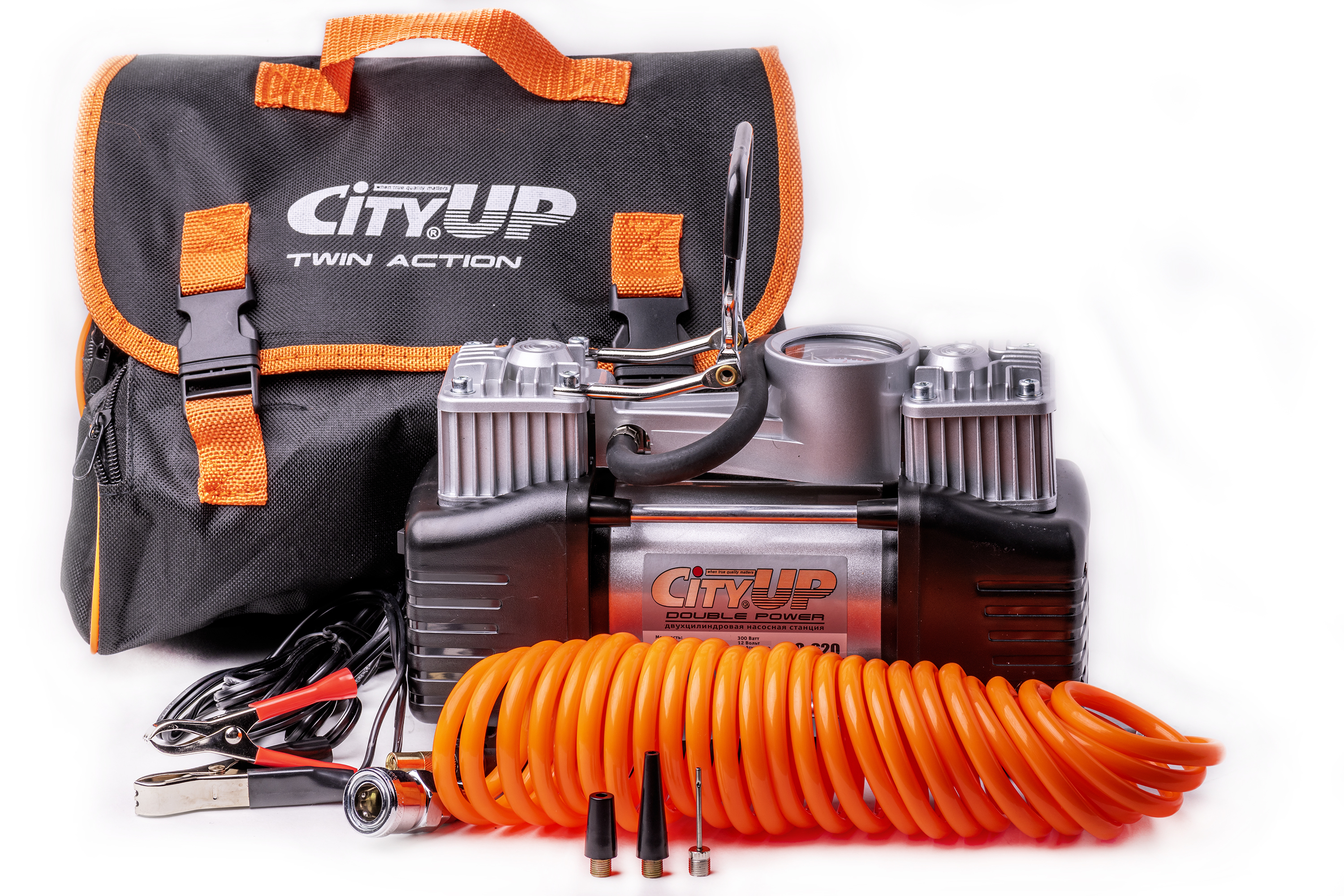 Компрессор CityUp АС-620 Double Power / 300 Вт / 12 В / 60 л.-мин. / 10 АТМ / 2 Cylinder