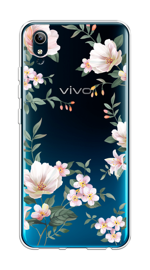 

Чехол на Vivo Y91c/Y1s "Beautiful white flowers", Бежевый;зеленый, 263250-1