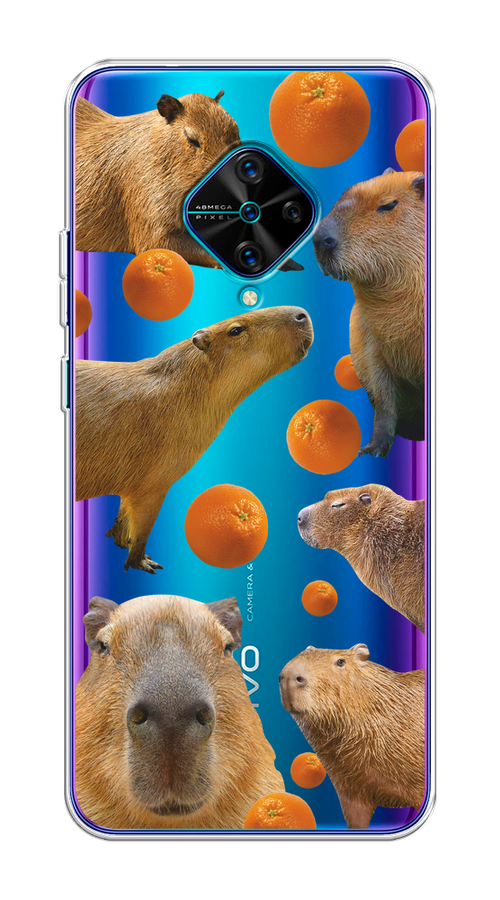 

Чехол на Vivo V17/Y9s "Капибара и апельсины", Бежевый;оранжевый, 262450-1