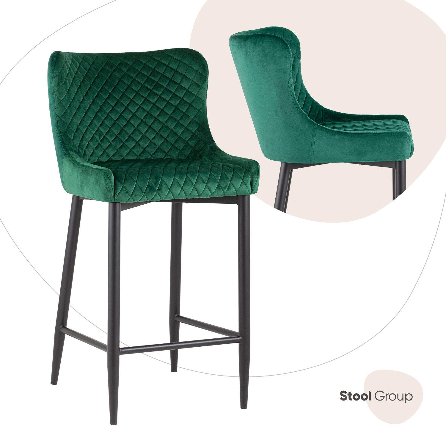 

Полубарный стул Stool Group MC15CT VELVET HLR-56, черный/изумрудный, Ститч