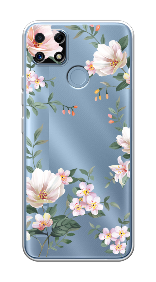 

Чехол на Oppo Realme C25/C25s "Beautiful white flowers", Бежевый;зеленый, 257450-1