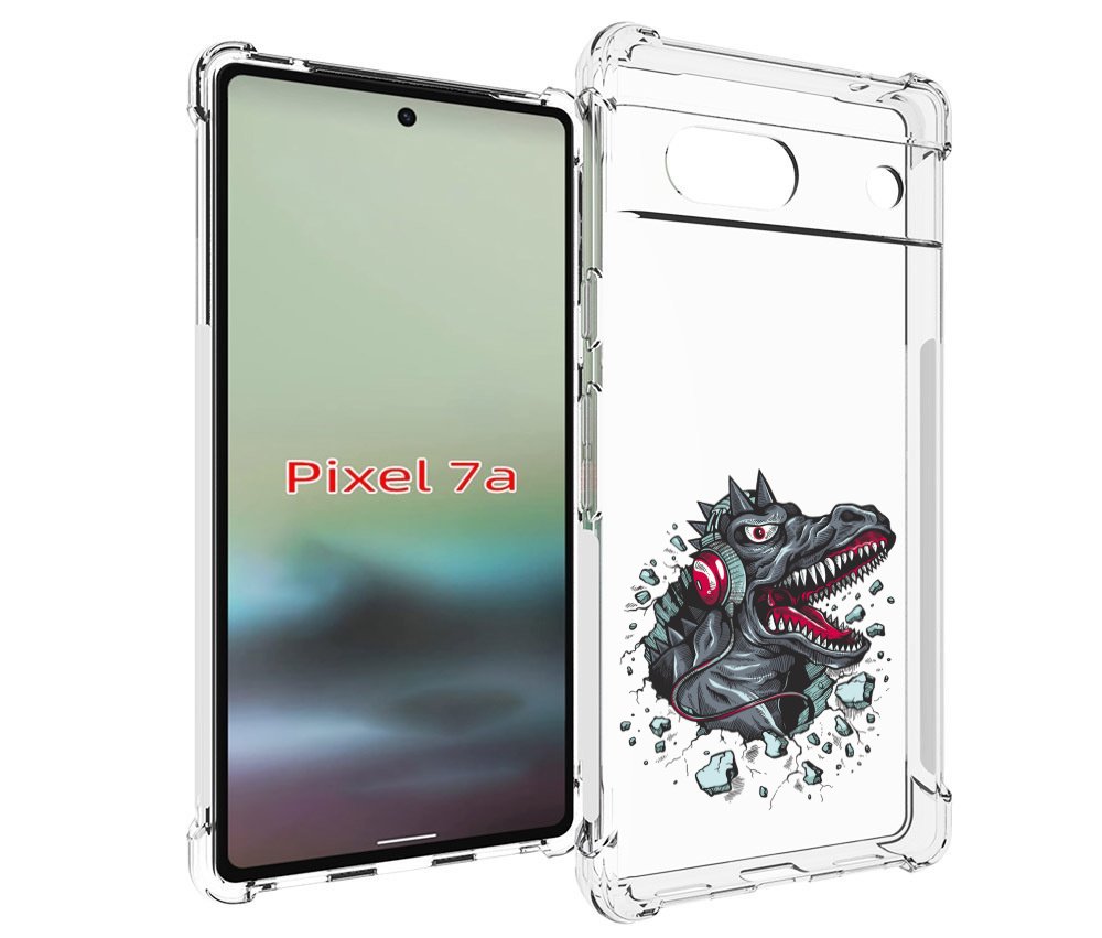 

Чехол MyPads Нарисованный динозавр в наушниках для Google Pixel 7A, Tocco