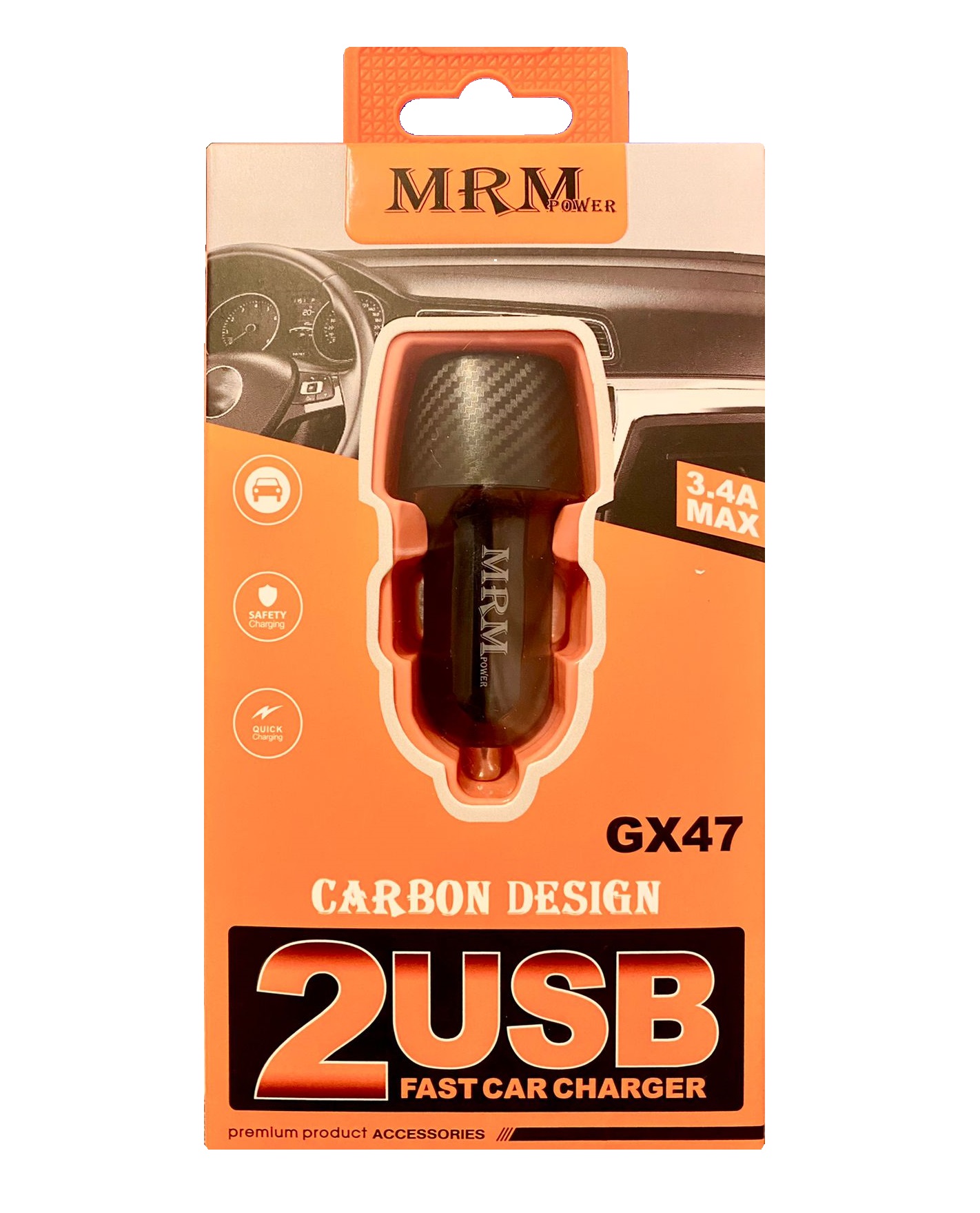 Автомобильное зарядное устройство на 2 USB 3.4A MRM-POWER Carbon черный GX-47