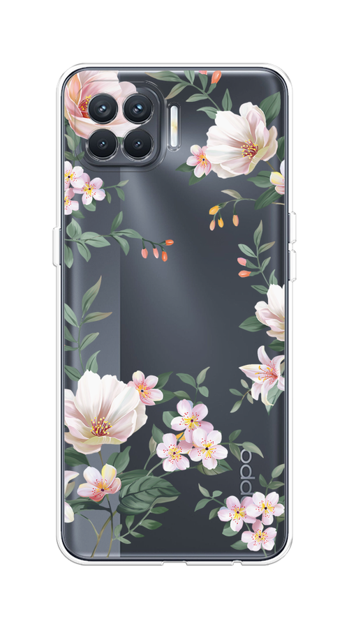 

Чехол на Oppo Reno 4 Lite/A93 "Beautiful white flowers", Бежевый;зеленый, 255350-1