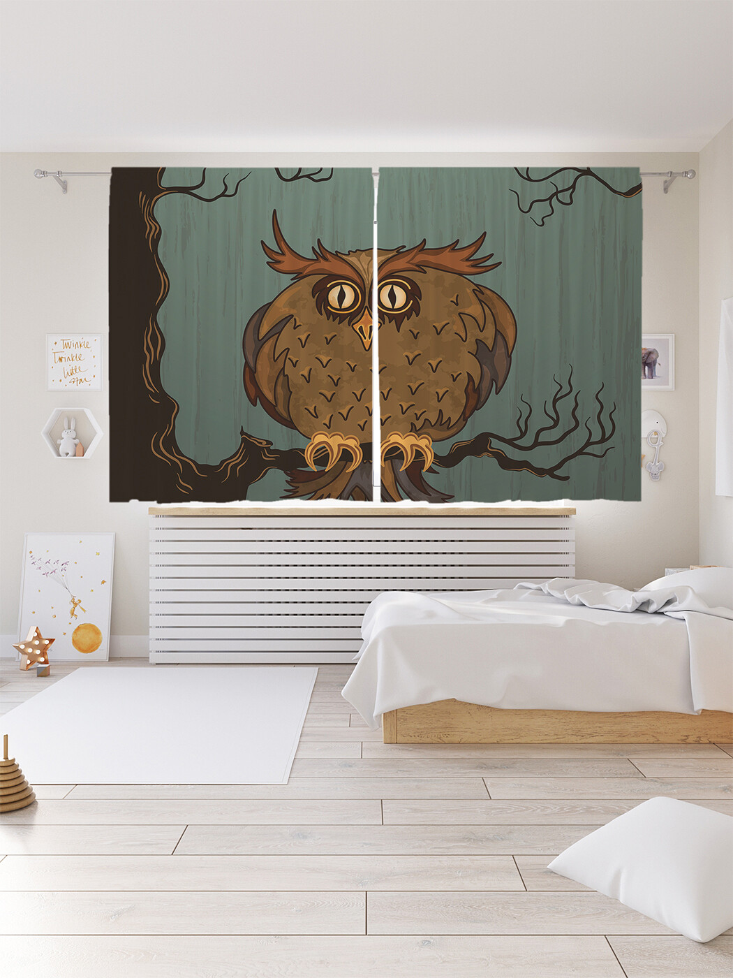 

Фотошторы короткие JoyArty Испуганная сова, сатен, 290x180 см