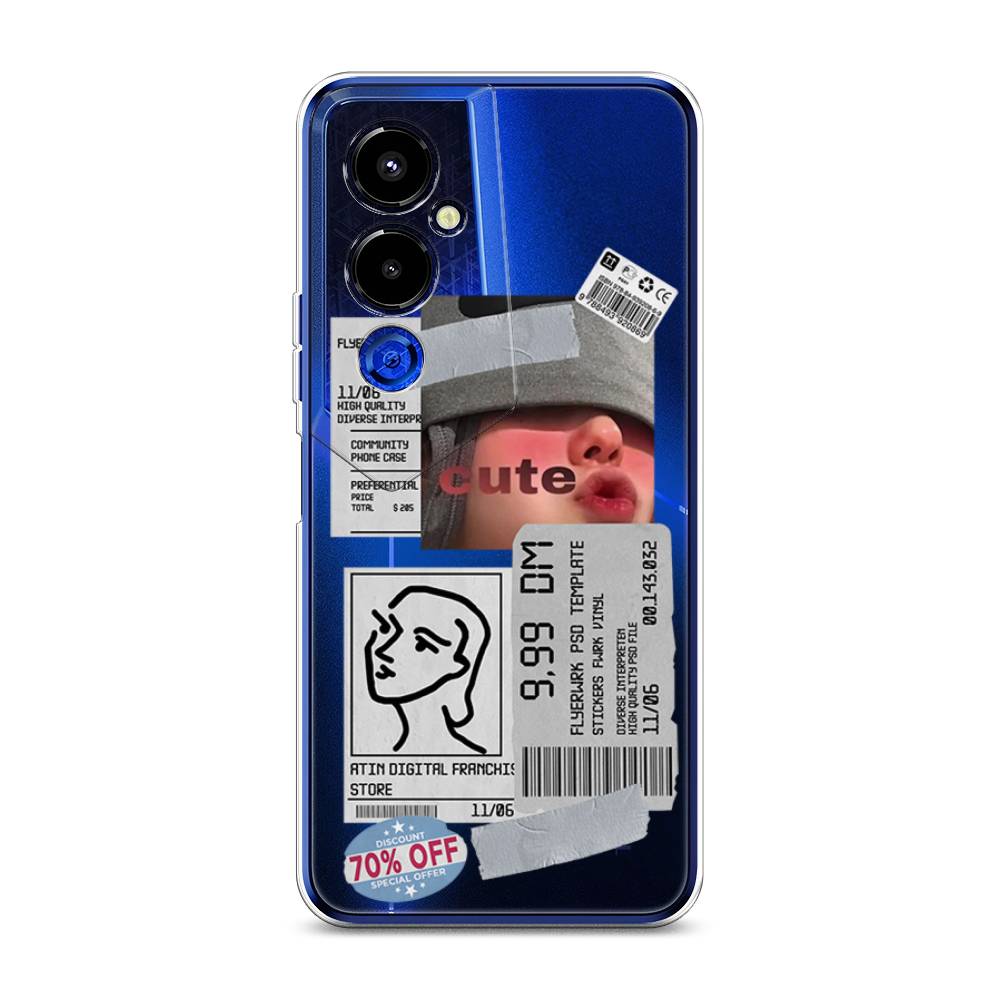 

Чехол на Tecno Pova 4 Pro "Cute girl collage", Розовый;серый;голубой, 302650-6